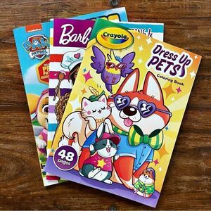 Bundle of 3 Crayola/ Barbie/ Paw Patrol Coloring Books NEW